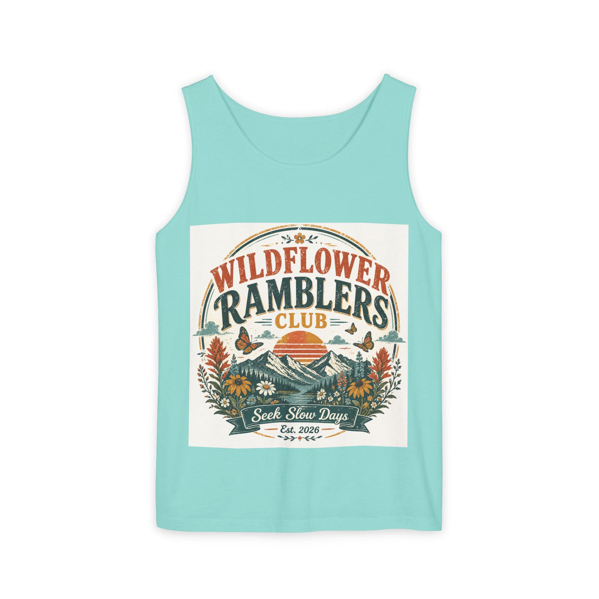 Wildflower Ramblers Club Tank Top — Vintage Nature Hiking Graphic