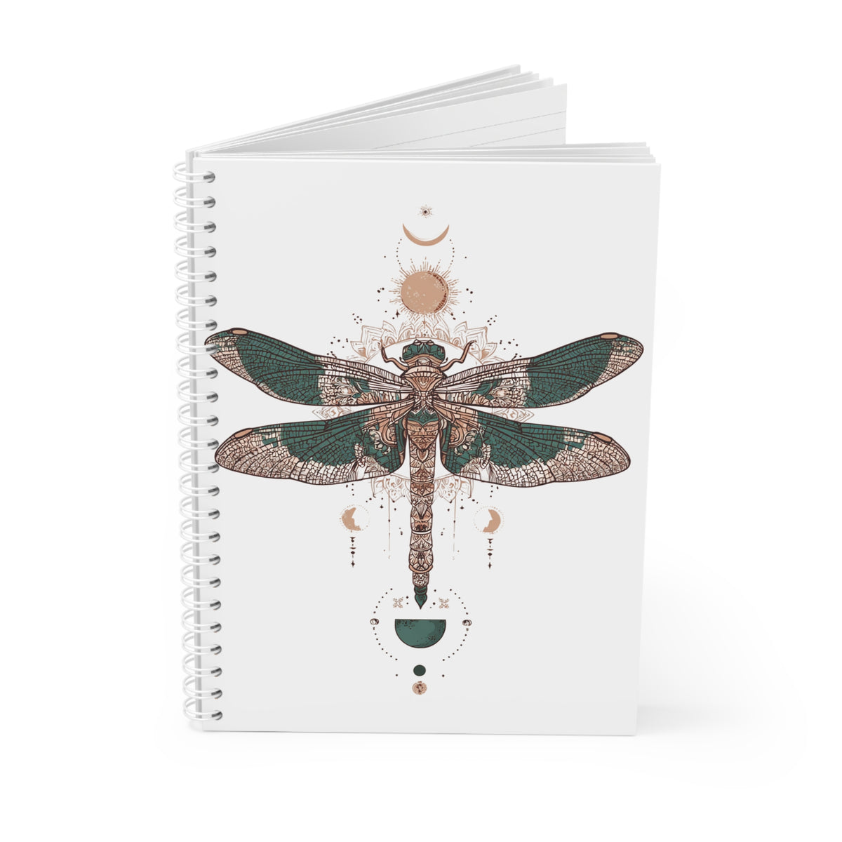 Mystic Moth Spiral Notebook — Botanical Moon Phases Journal for Nature Lovers