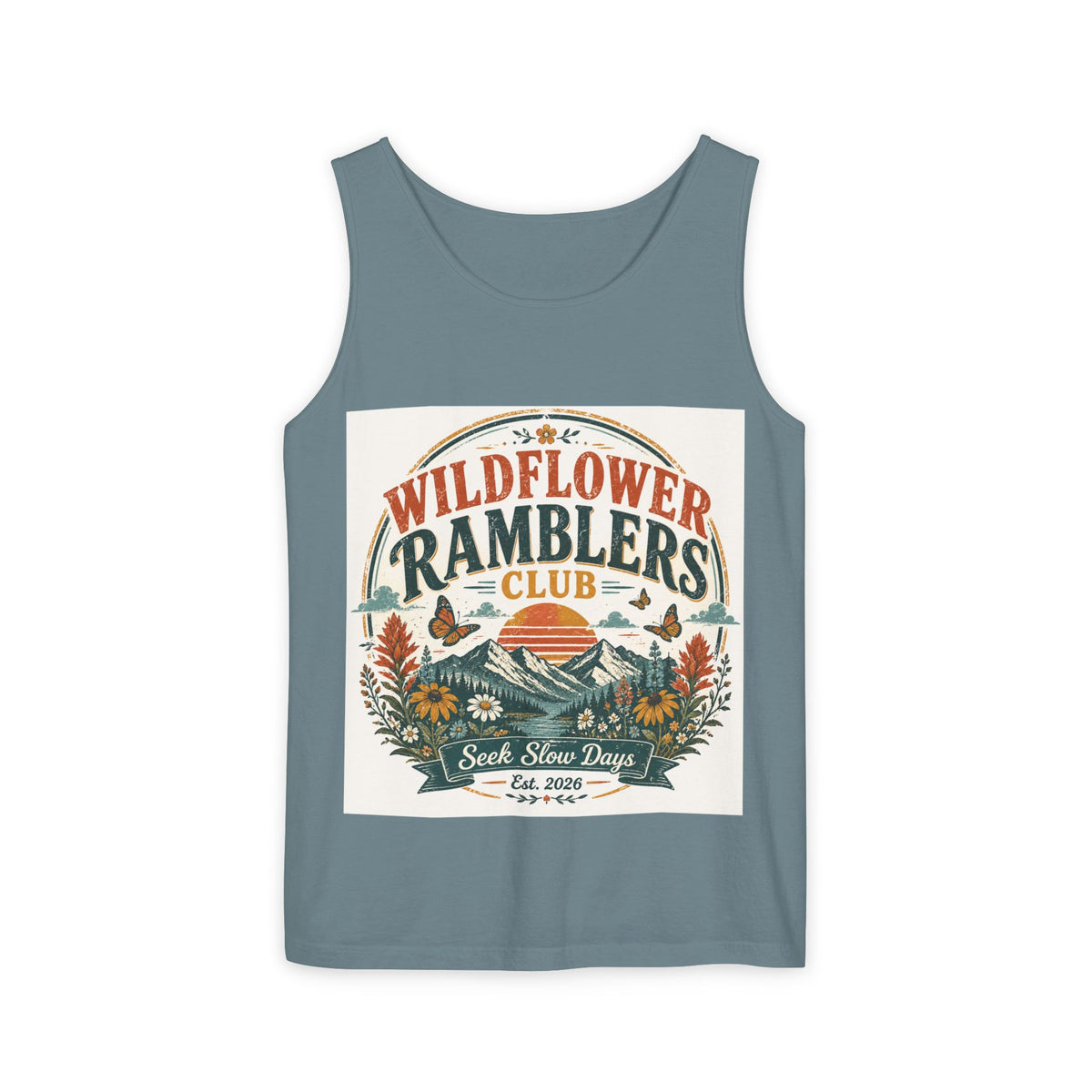 Wildflower Ramblers Club Tank Top — Vintage Nature Hiking Graphic
