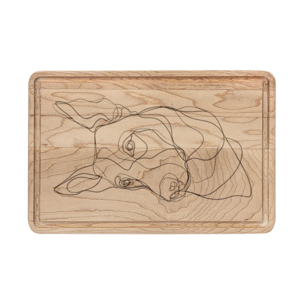 Engraved Maple Cutting Board — Sleeping Puppy Design, Personalized Kitchen Gift
