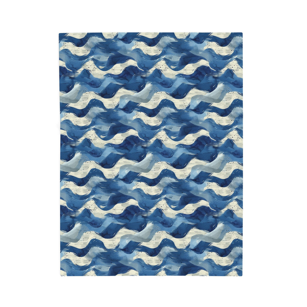 Ocean Waves Velveteen Plush Blanket — Soft Blue Nautical Throw