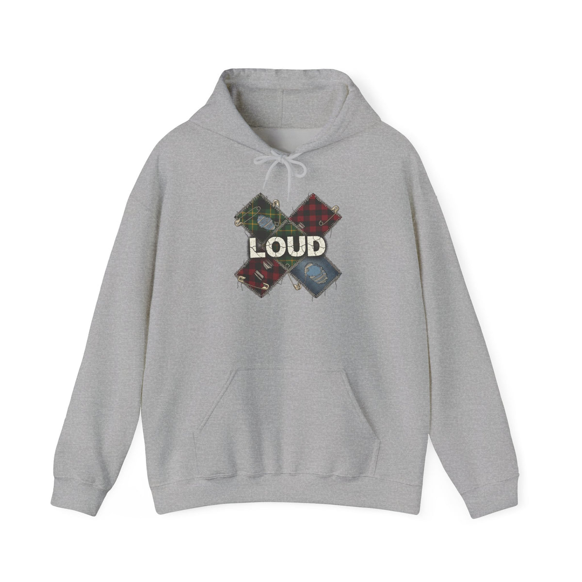 Loud Plaid Patchwork Hoodie | Grunge Revival, 90s Flannel Aesthetic