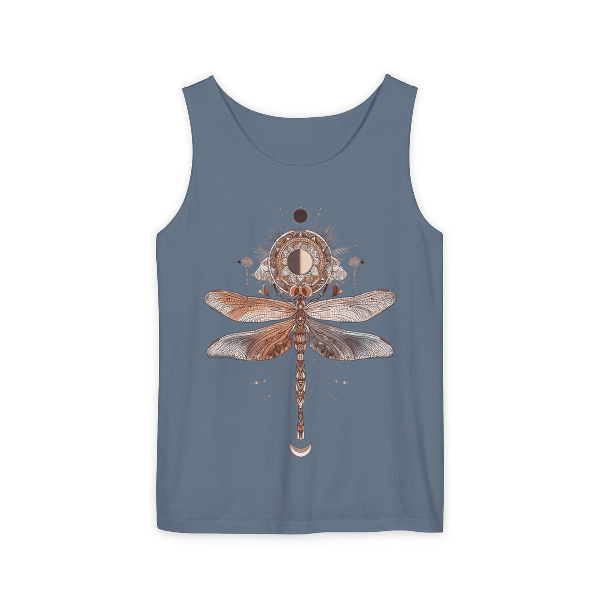 Dragonfly Moon Tank Top — Boho Nature Graphic Tank