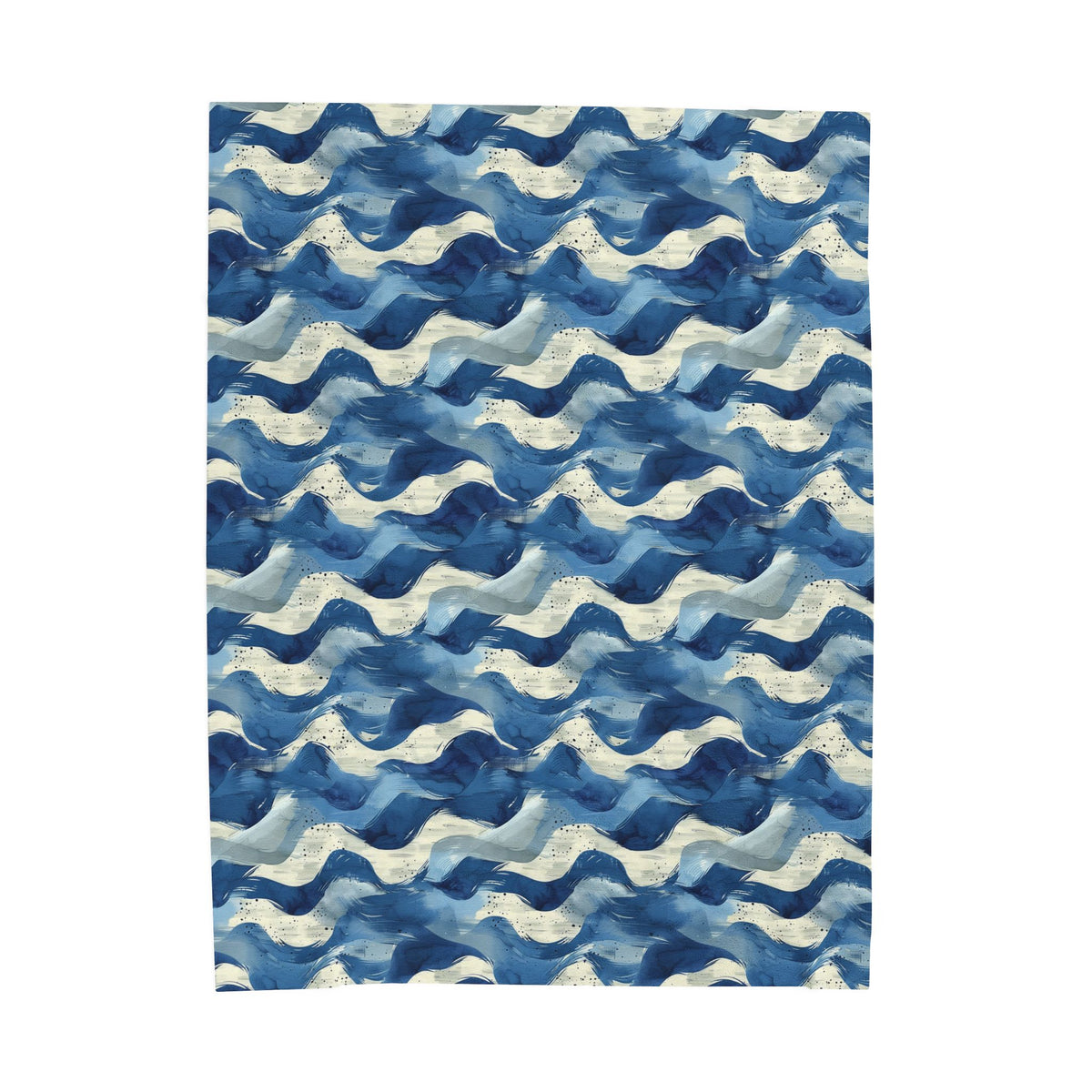 Ocean Waves Velveteen Plush Blanket — Soft Blue Nautical Throw