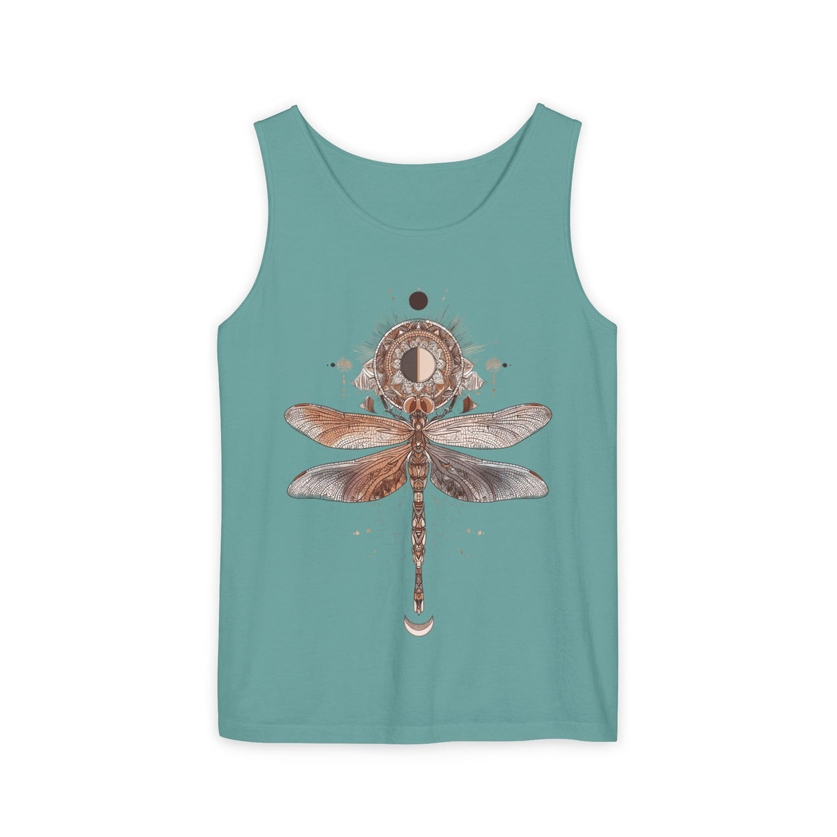Dragonfly Moon Tank Top — Boho Nature Graphic Tank