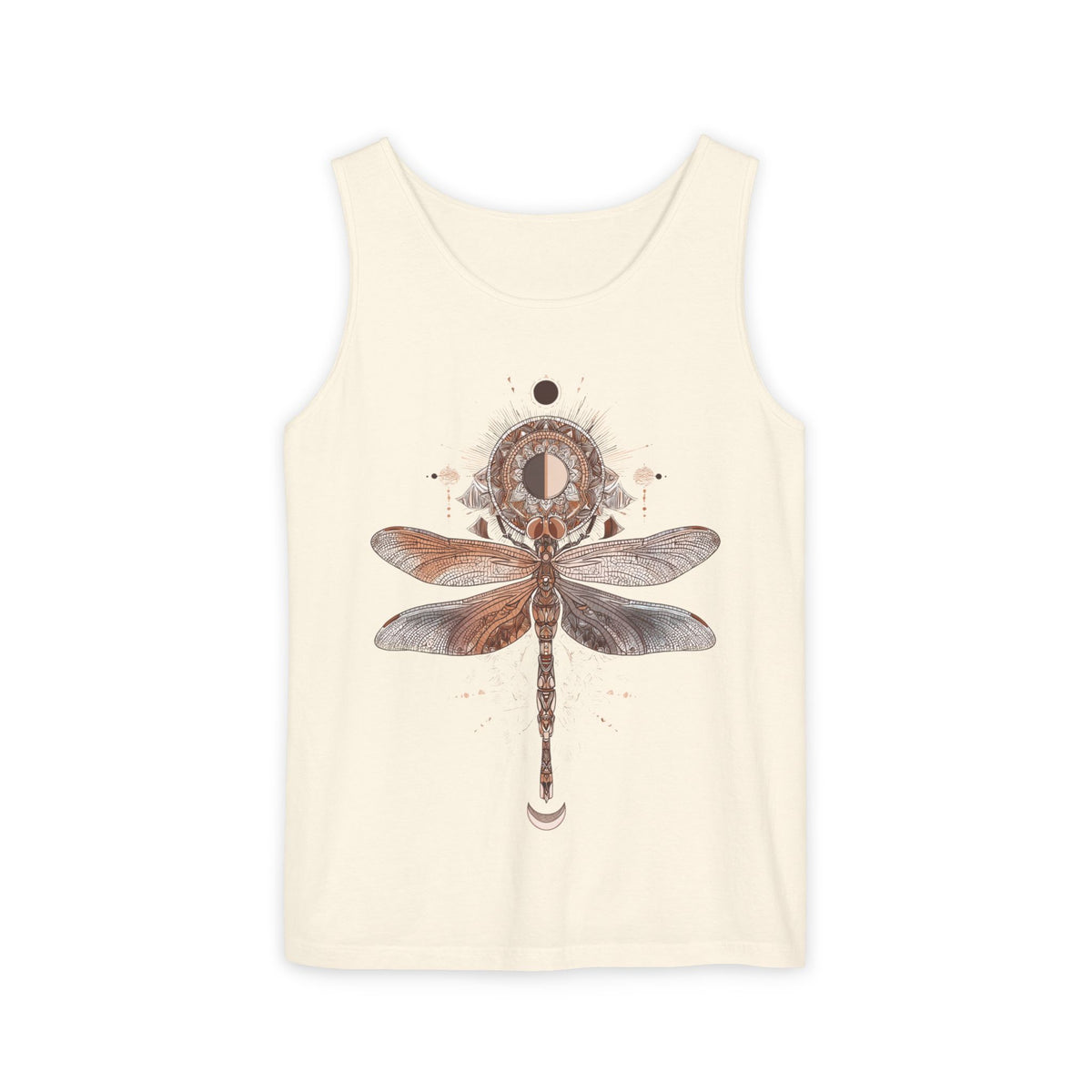 Dragonfly Moon Tank Top — Boho Nature Graphic Tank
