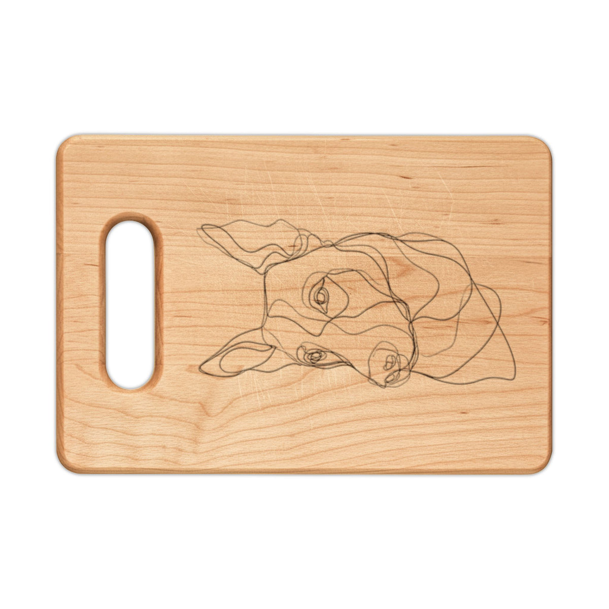 Engraved Maple Cutting Board — Sleeping Puppy Design, Personalized Kitchen Gift