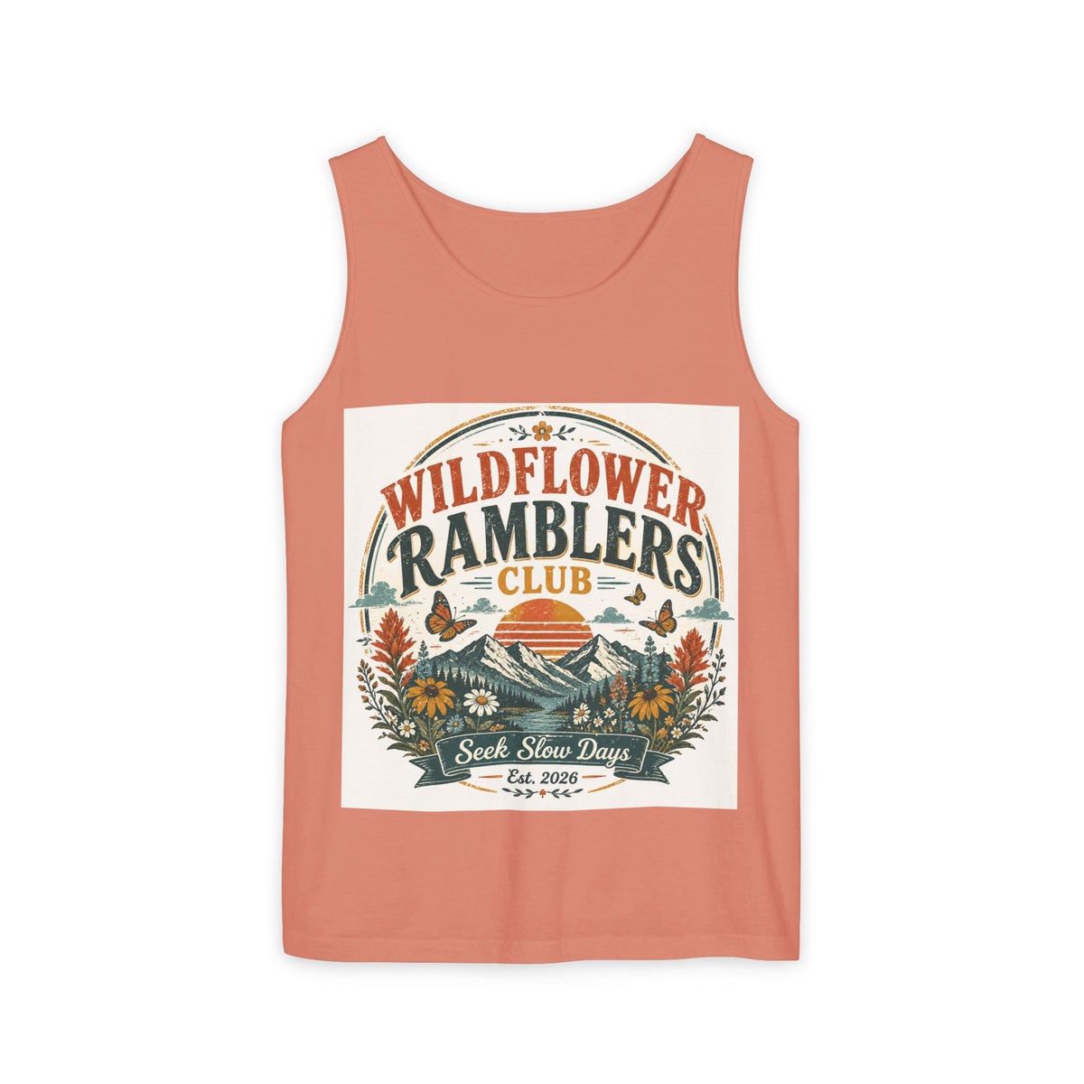 Wildflower Ramblers Club Tank Top — Vintage Nature Hiking Graphic