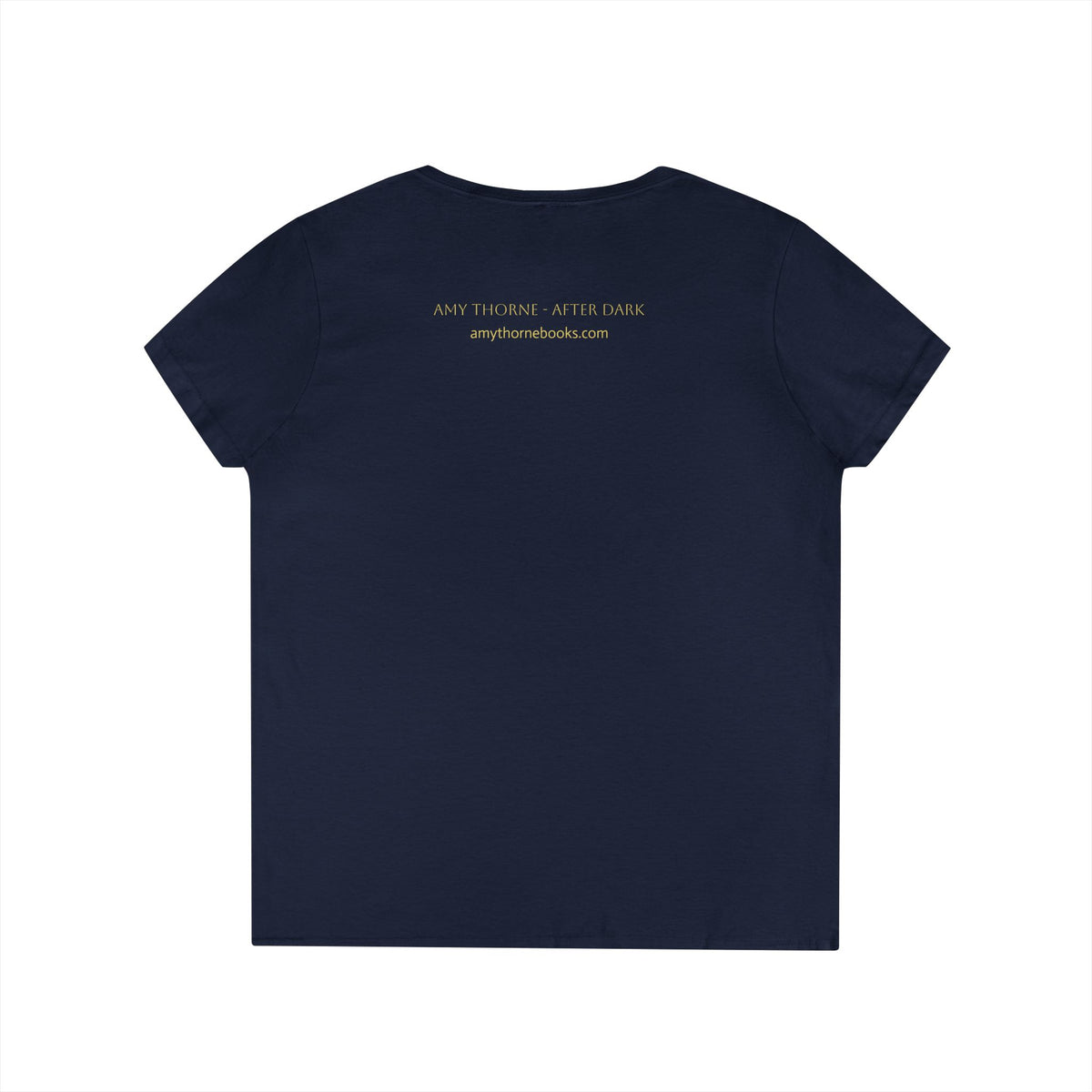 V-Neck T-Shirt — "Slow Burn. High Heat." Gold Script Ladies' Top