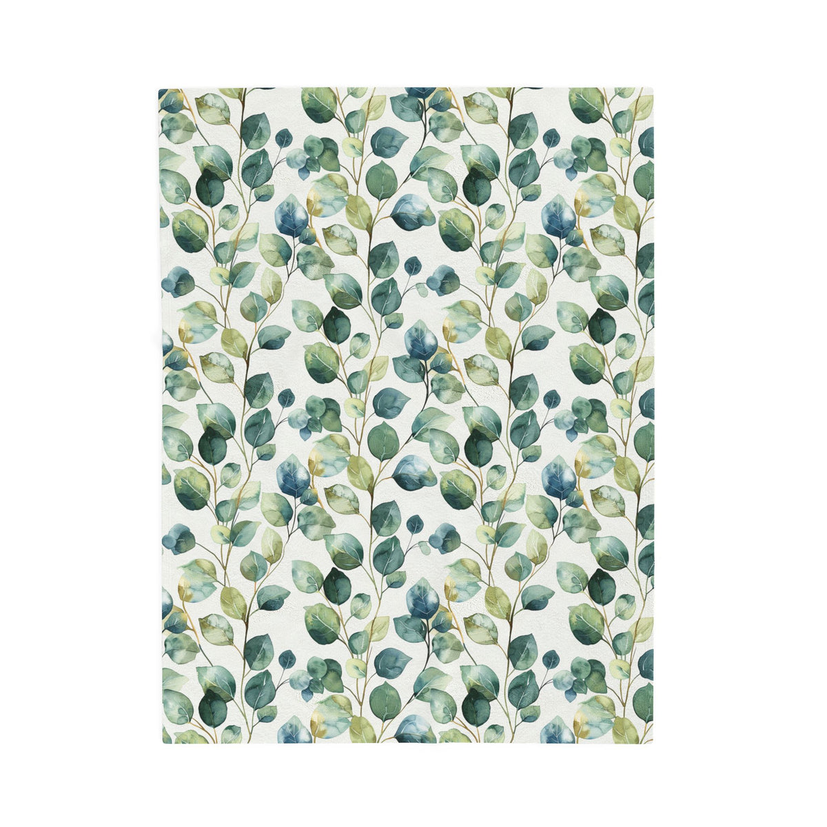 Eucalyptus Watercolor Velveteen Plush Blanket — Soft Botanical Throw