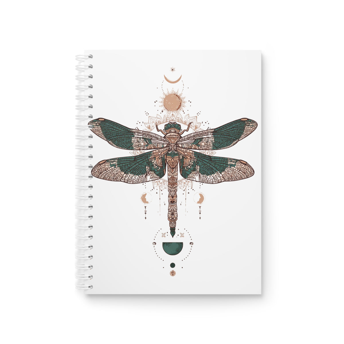 Mystic Moth Spiral Notebook — Botanical Moon Phases Journal for Nature Lovers