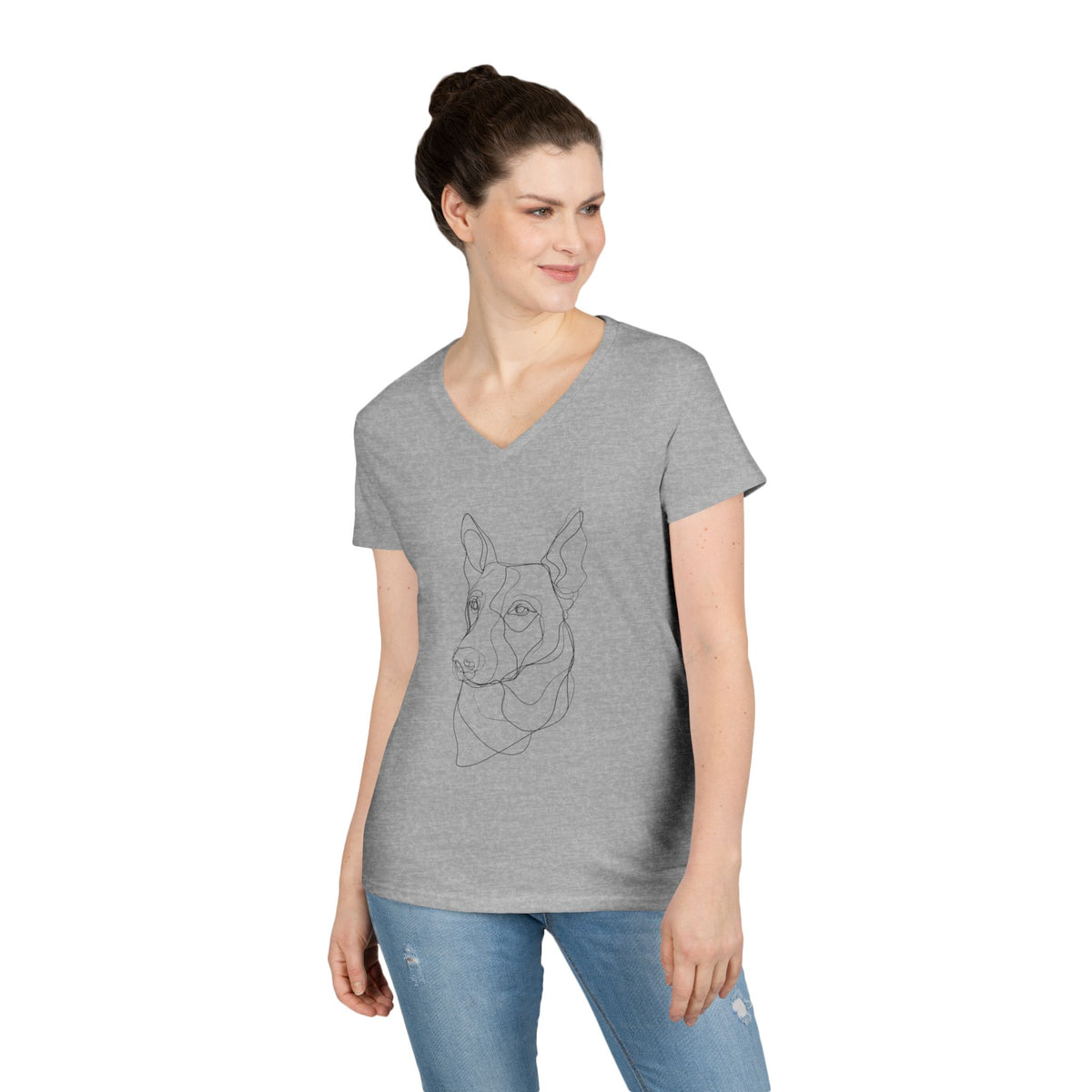 Dog Line Art V-Neck Tee