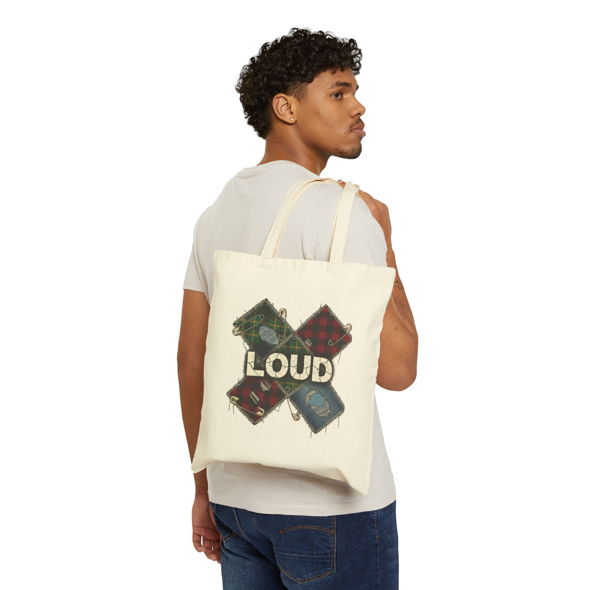 Loud Plaid Patchwork Tote | grunge revival, flannel aesthetic