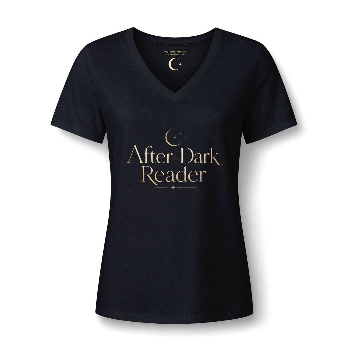 After-Dark Reader V-Neck Tee — Women's Nighttime Book Lover Shirt