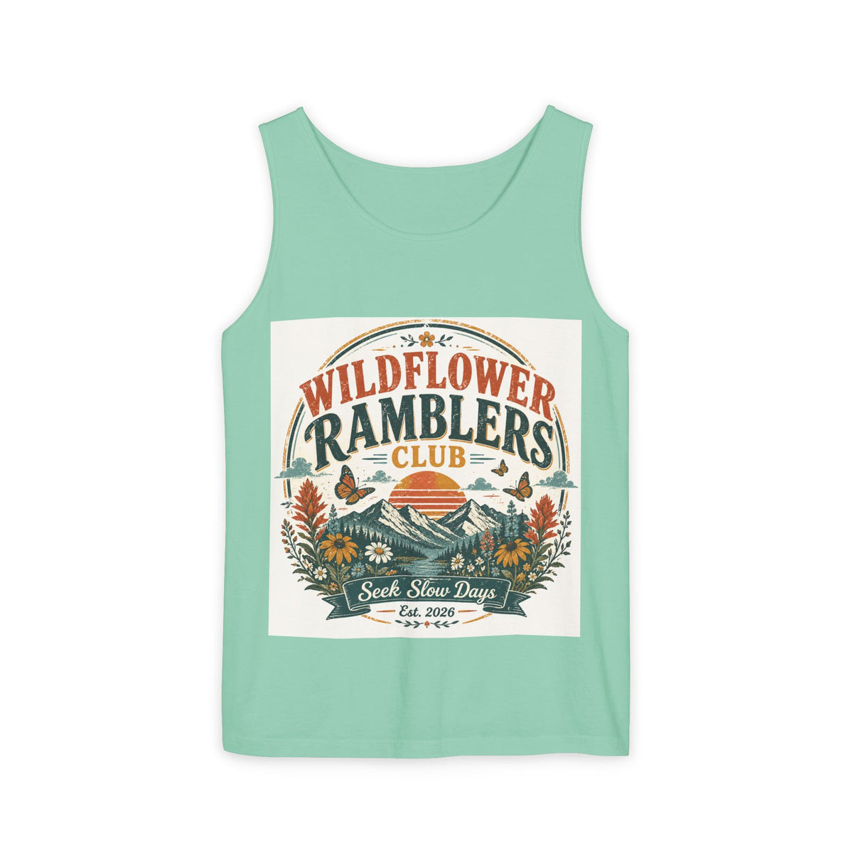 Wildflower Ramblers Club Tank Top — Vintage Nature Hiking Graphic