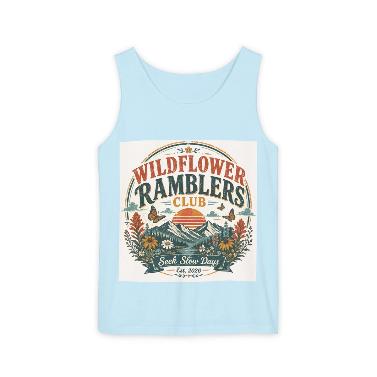 Wildflower Ramblers Club Tank Top — Vintage Nature Hiking Graphic