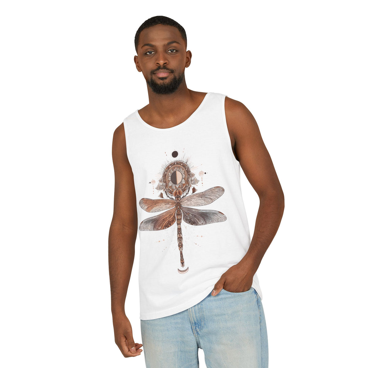 Dragonfly Moon Tank Top — Boho Nature Graphic Tank
