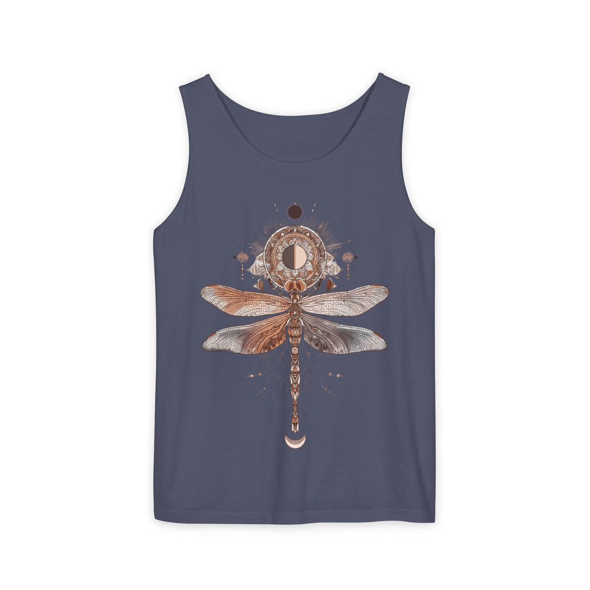 Dragonfly Moon Tank Top — Boho Nature Graphic Tank