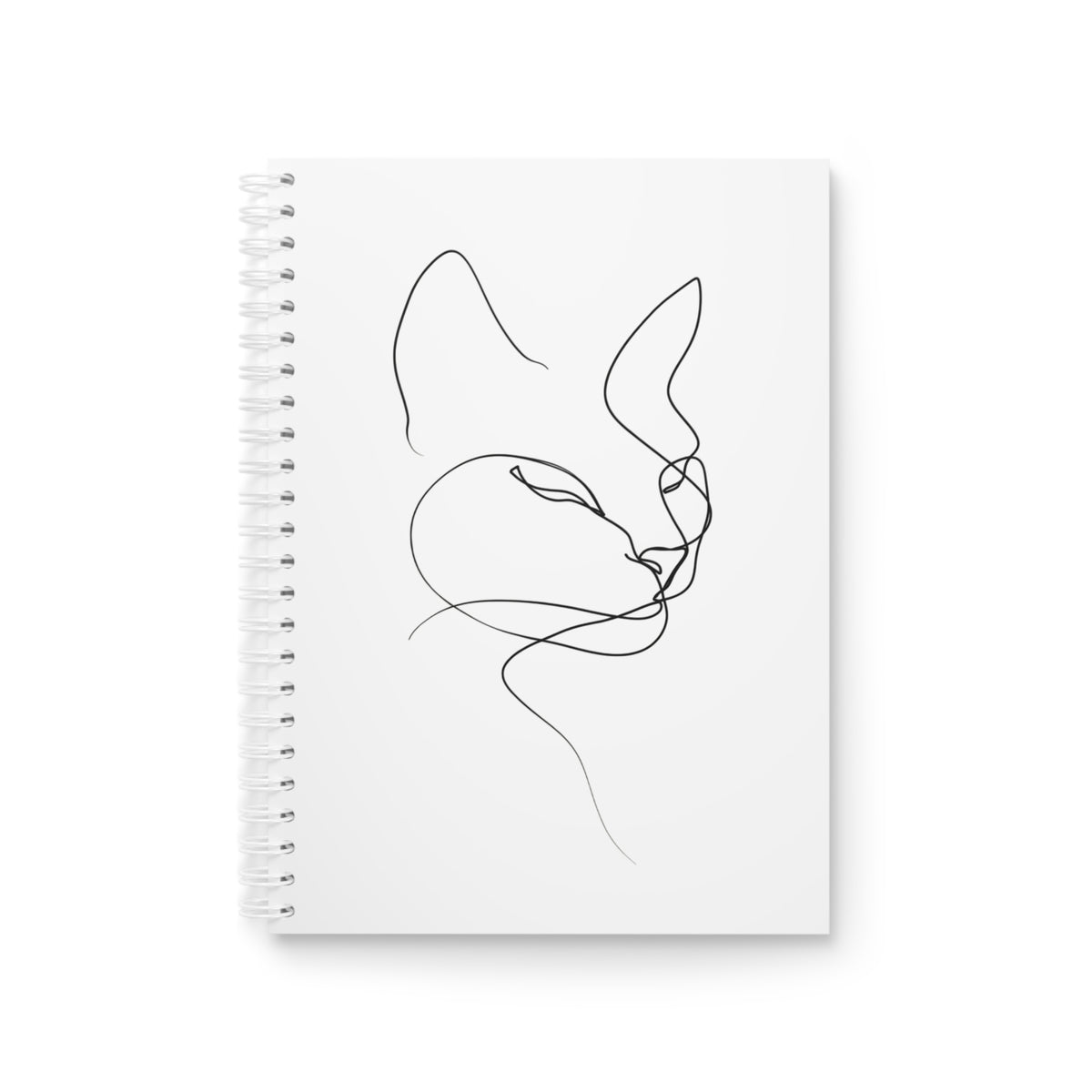 Cat Line Art Spiral Notebook — Minimalist Sketch Journal for Notes & Doodles