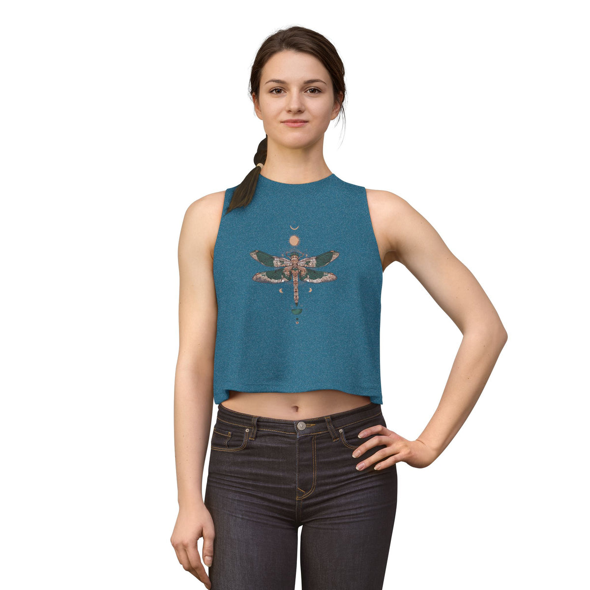 Dragonfly Crop Top — Boho Celestial Graphic Women's Tank