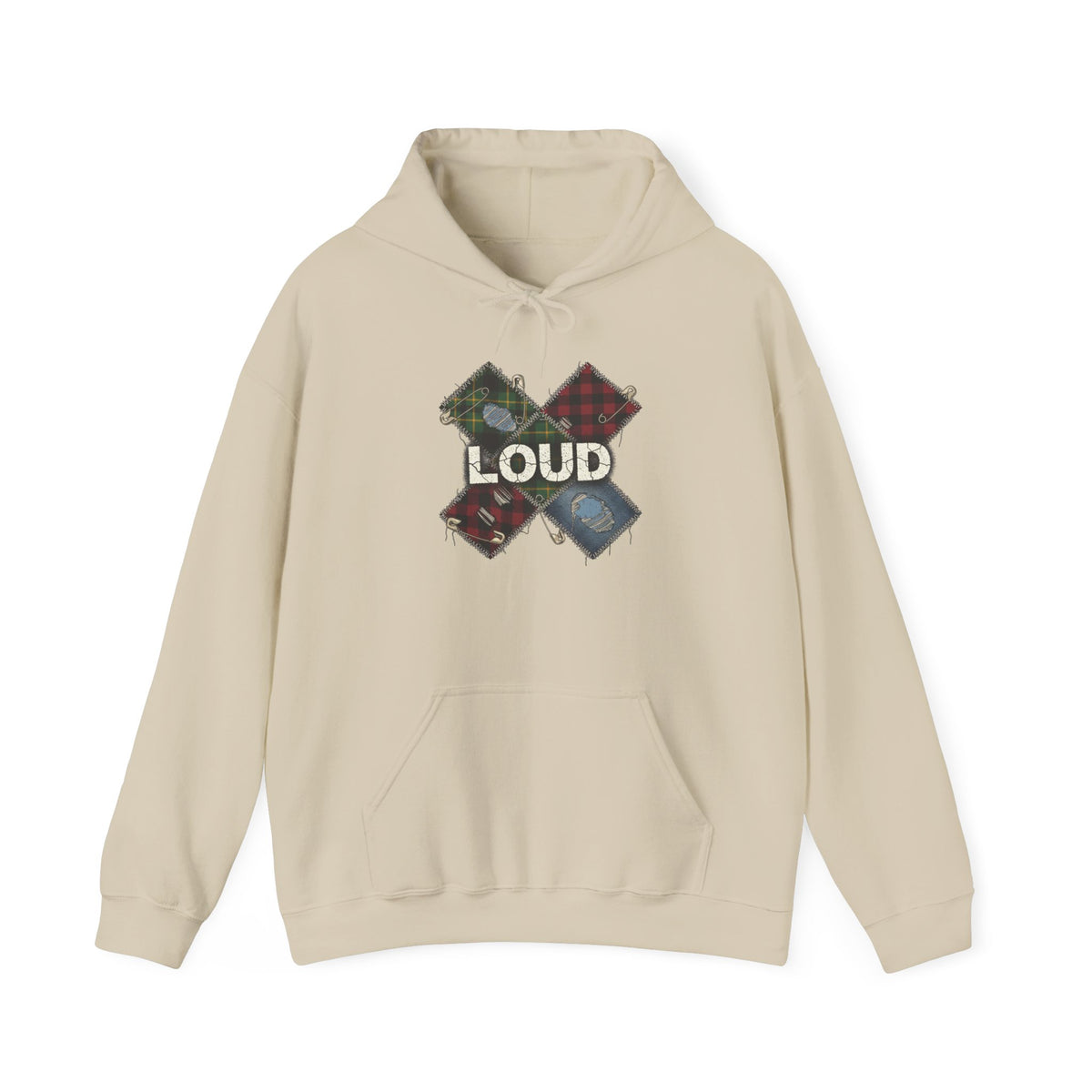 Loud Plaid Patchwork Hoodie | Grunge Revival, 90s Flannel Aesthetic
