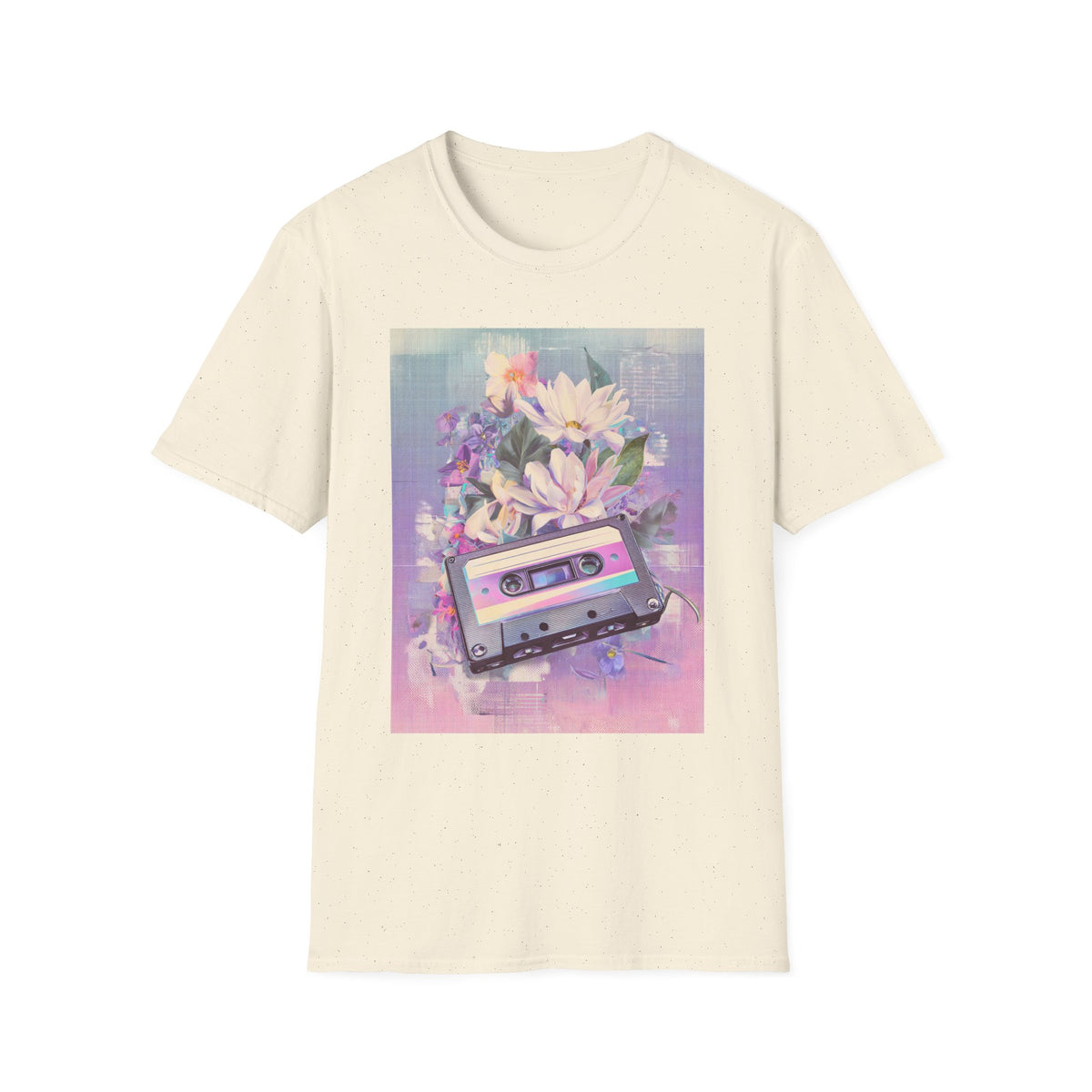 Retro Cassette & Flowers T-Shirt — Vintage 90s Aesthetic Tee