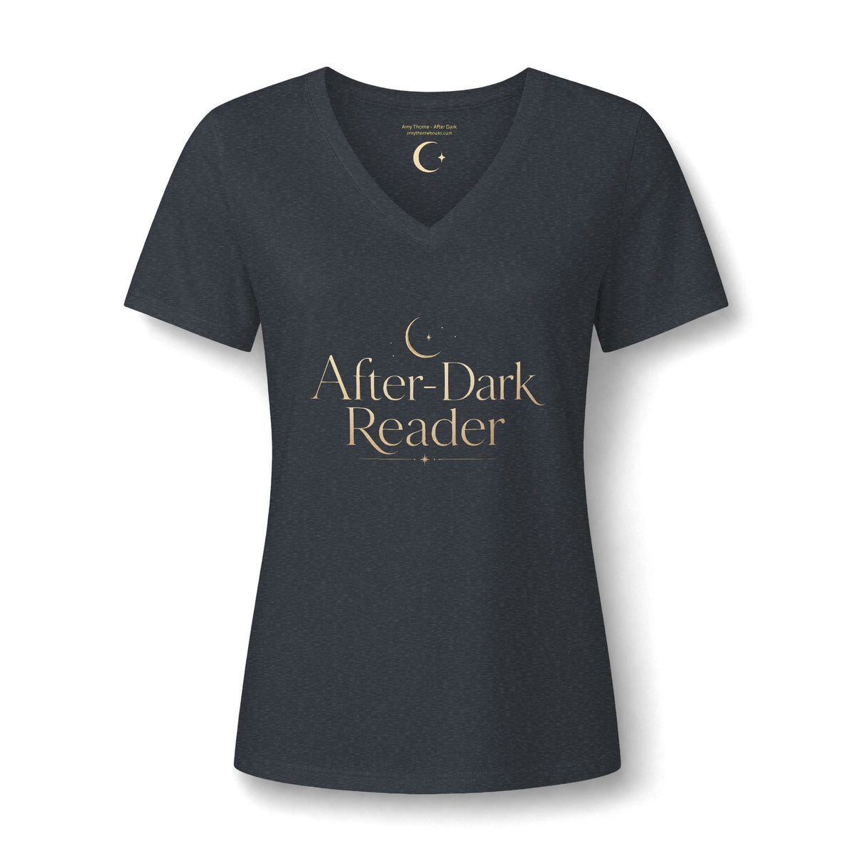 After-Dark Reader V-Neck Tee — Women's Nighttime Book Lover Shirt