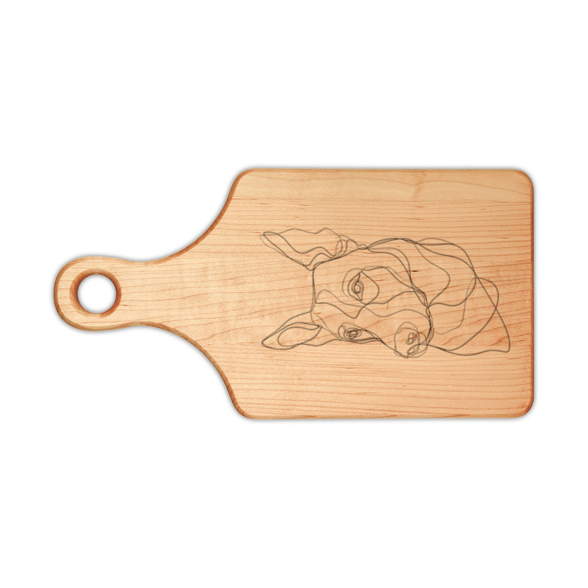 Engraved Maple Cutting Board — Sleeping Puppy Design, Personalized Kitchen Gift