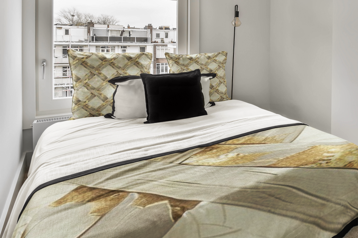 Marbled Gold Woven Quilt Cover Set – 3-Piece Duvet & Pillow Shams