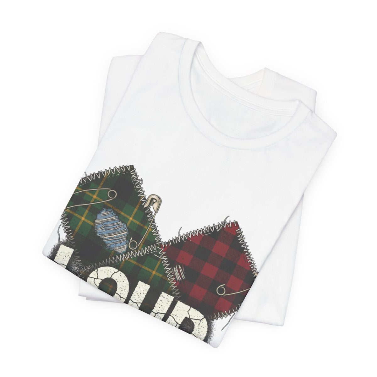 Plaid Patchwork "LOUD" Tee, grunge shirt | 90s rock revival