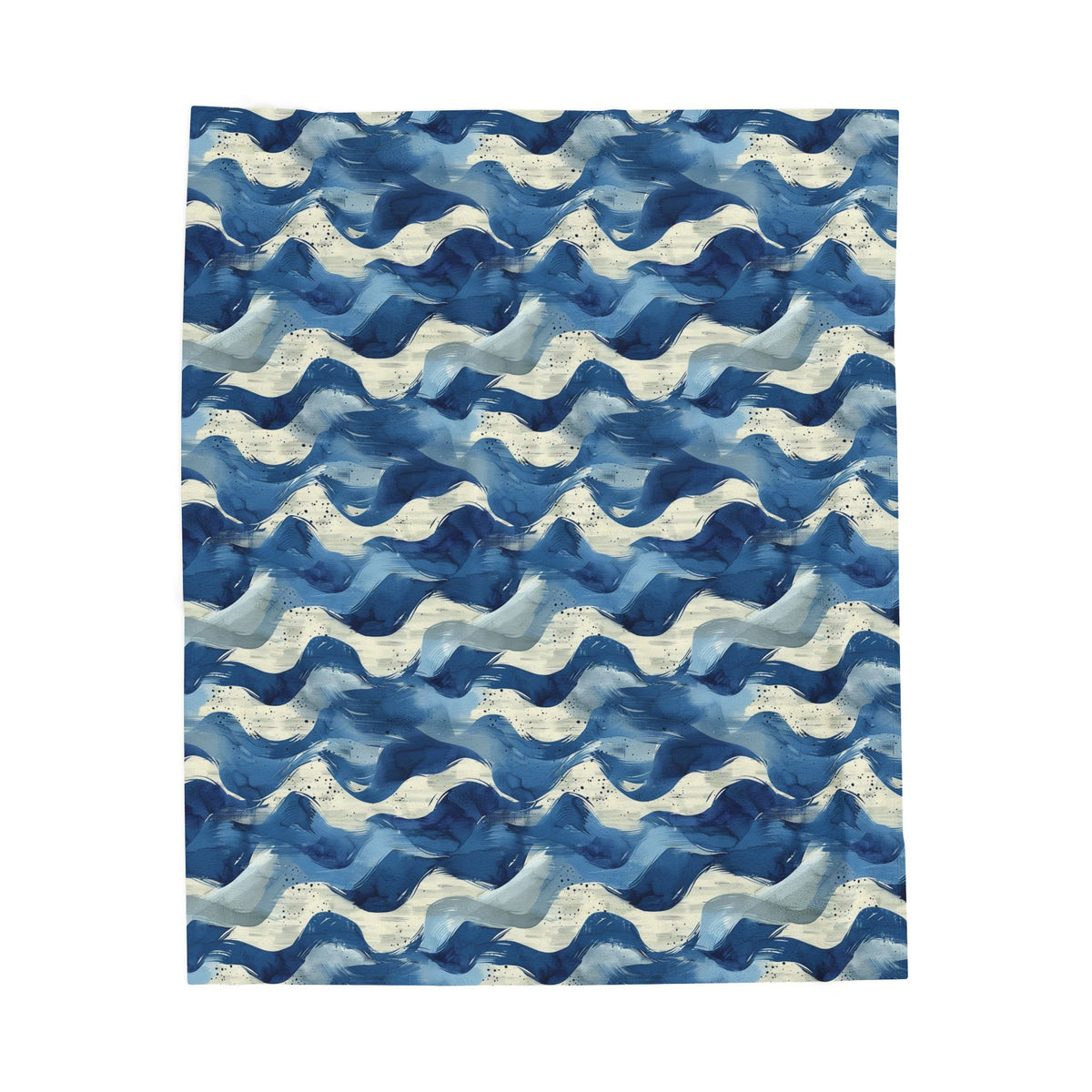 Ocean Waves Velveteen Plush Blanket — Soft Blue Nautical Throw