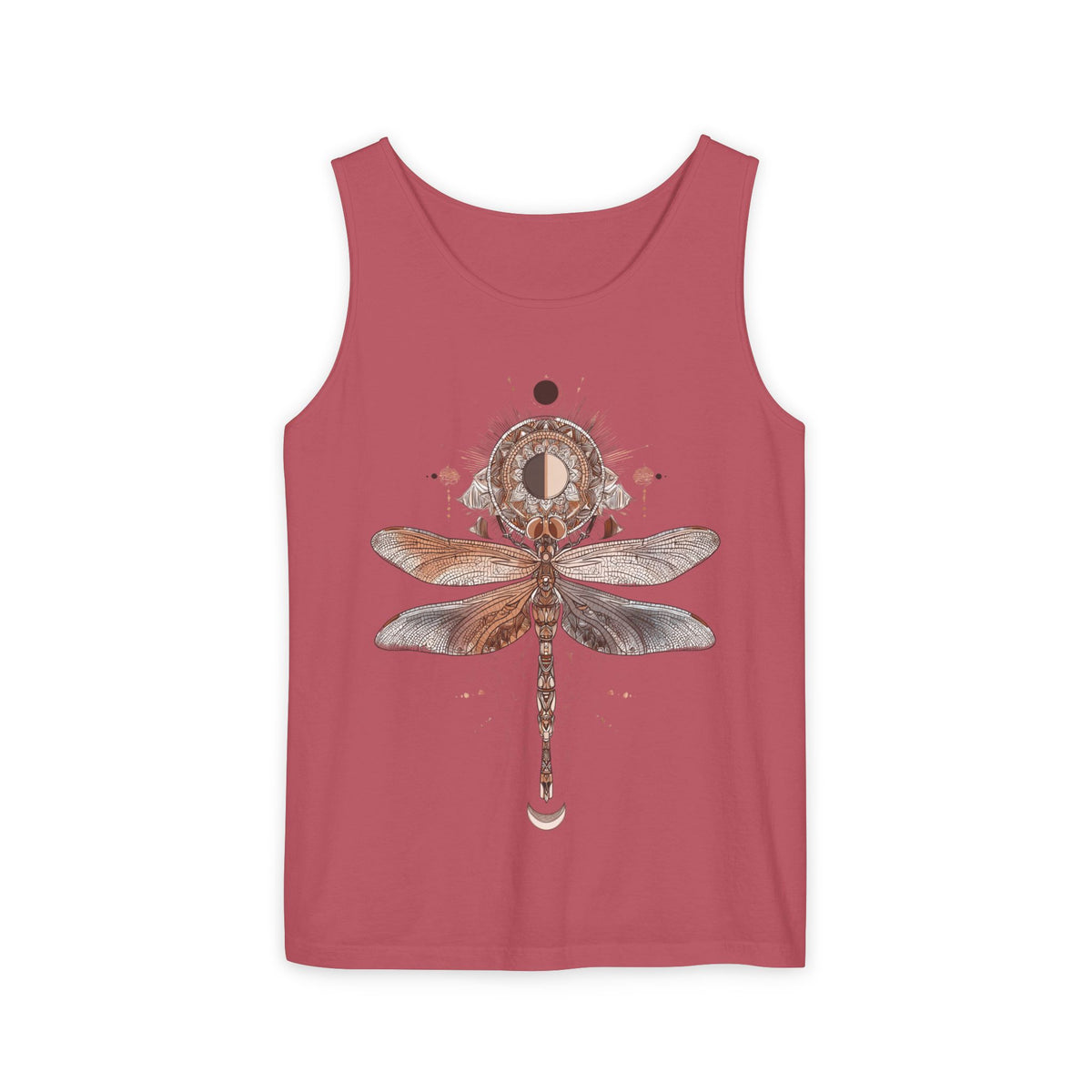 Dragonfly Moon Tank Top — Boho Nature Graphic Tank
