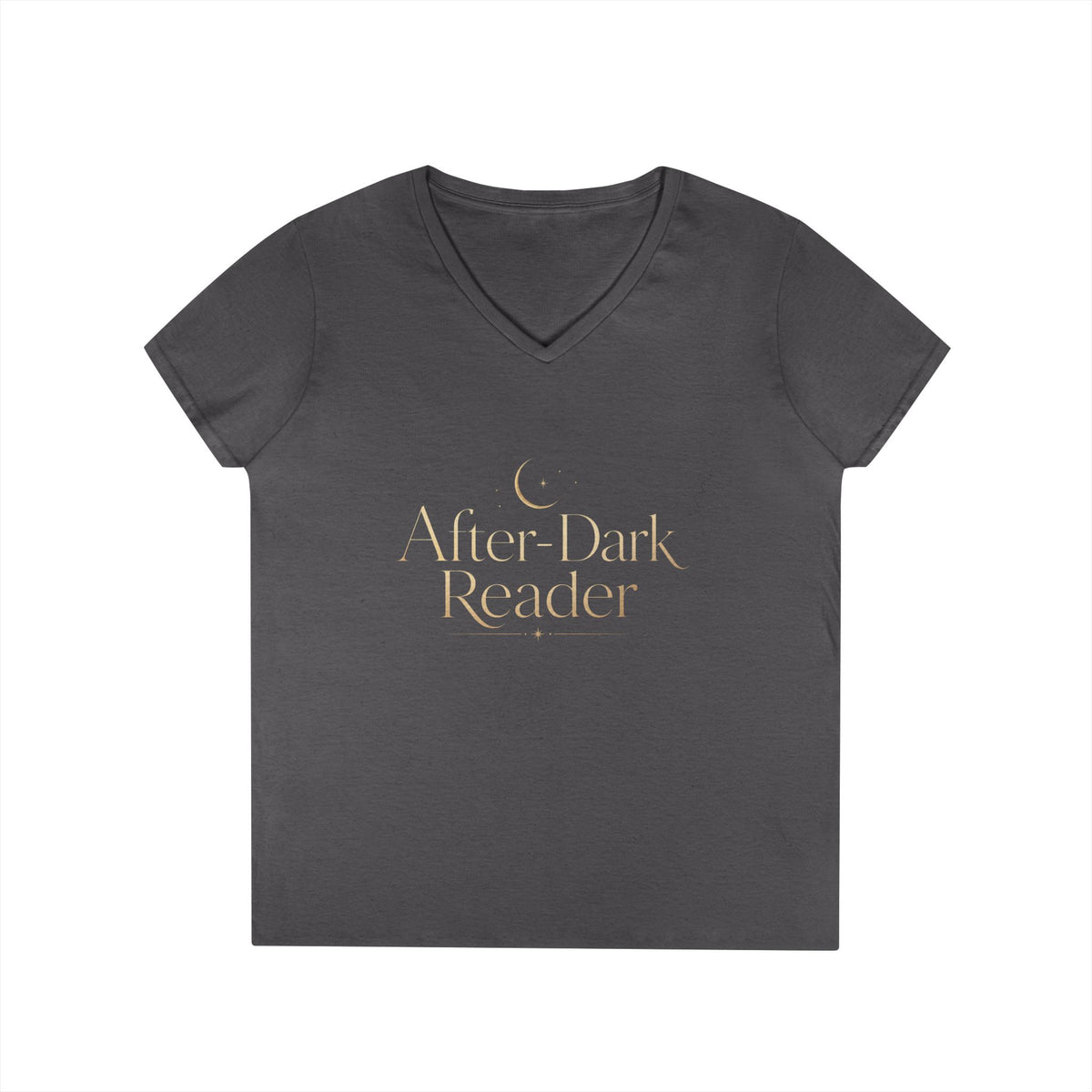 After-Dark Reader V-Neck T-Shirt — Cozy Nighttime Book Lover Tee
