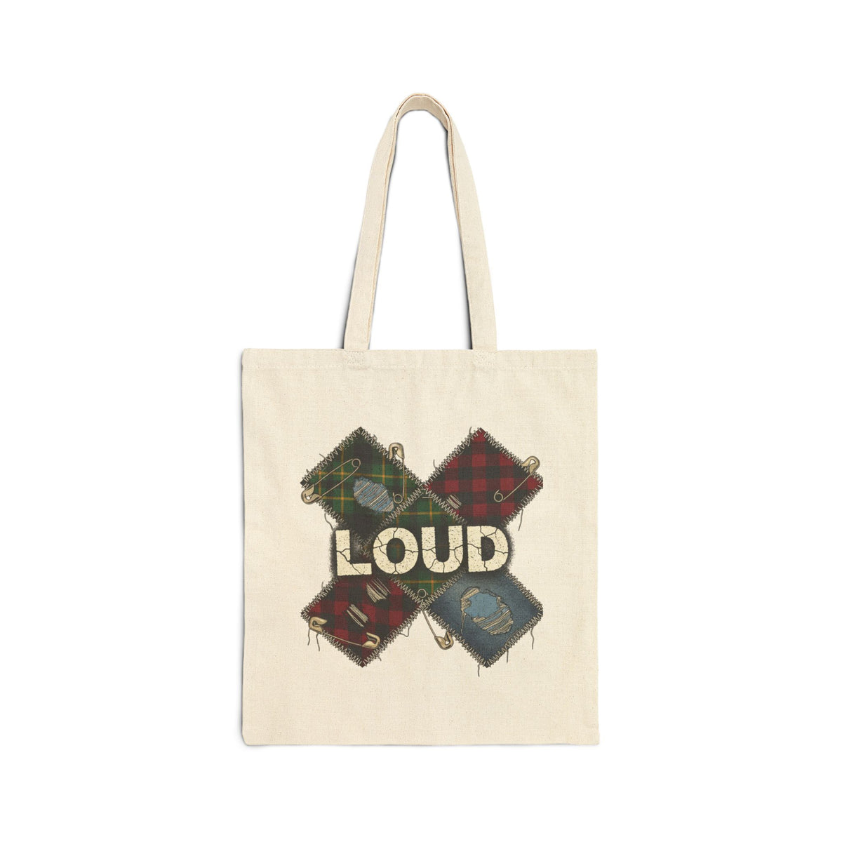 Loud Plaid Patchwork Tote | grunge revival, flannel aesthetic