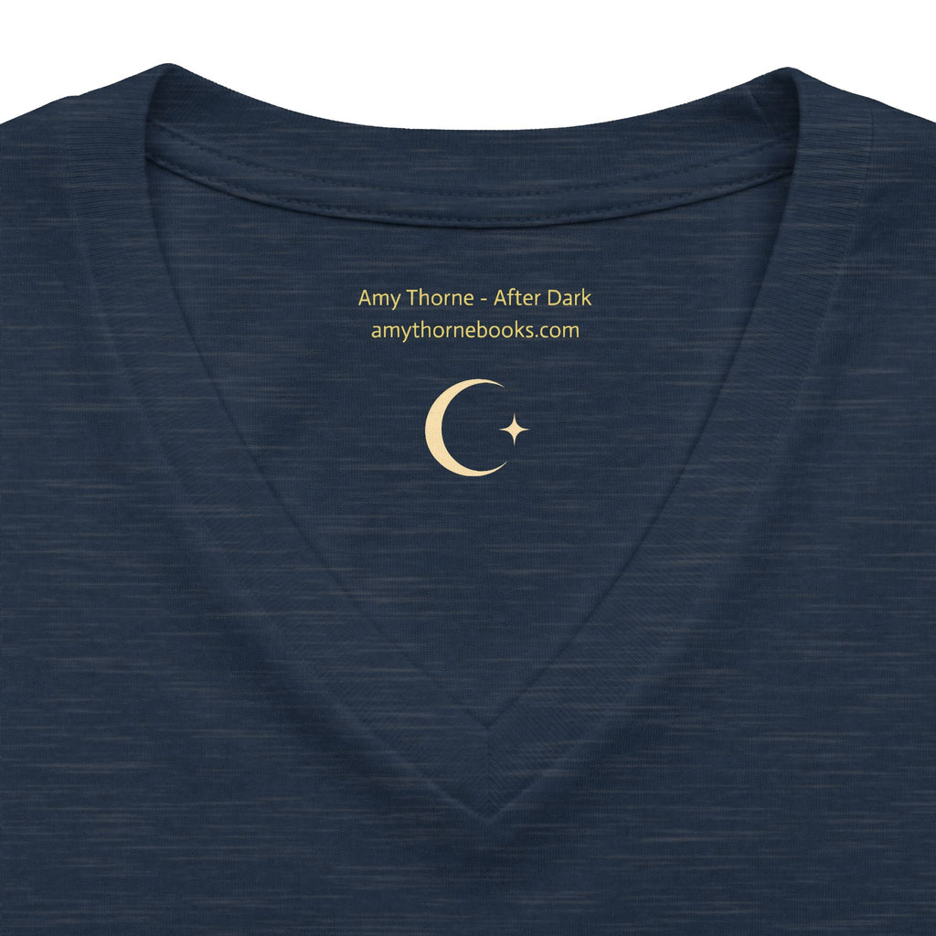 Women's V-Neck Tee — "Where Powerful Men Lose Control" Gold Foil Graphic