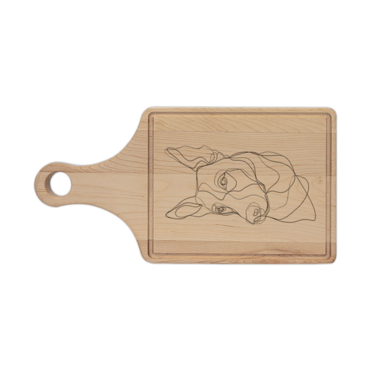 Engraved Maple Cutting Board — Sleeping Puppy Design, Personalized Kitchen Gift