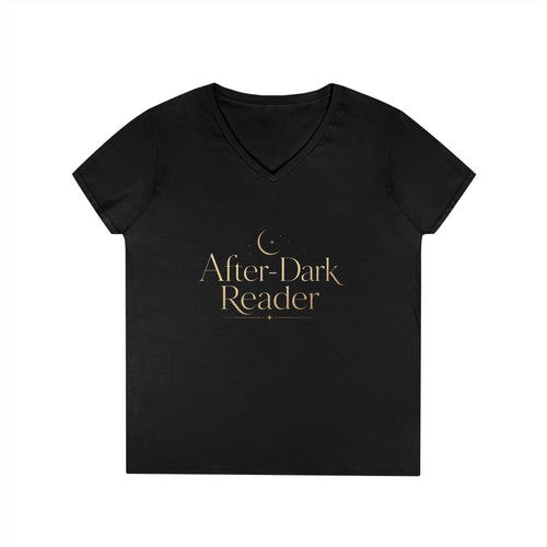 After-Dark Reader V-Neck T-Shirt — Cozy Nighttime Book Lover Tee