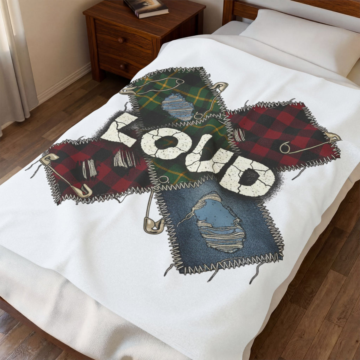 Loud Plaid Patchwork Throw Blanket | Grunge Revival, flannel aesthetic