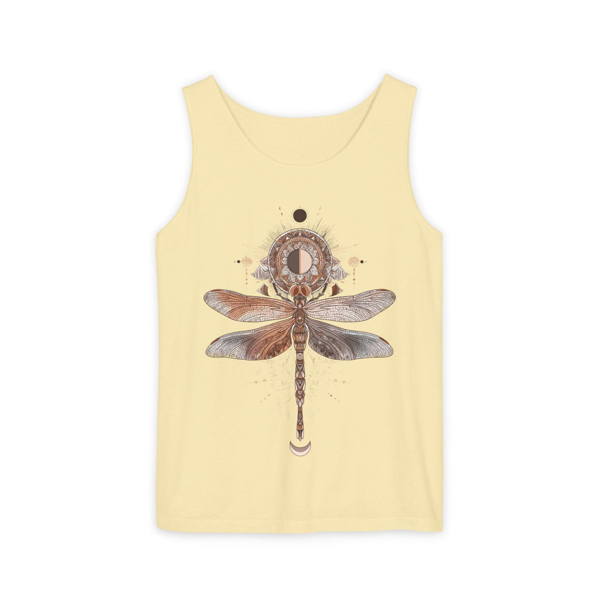Dragonfly Moon Tank Top — Boho Nature Graphic Tank