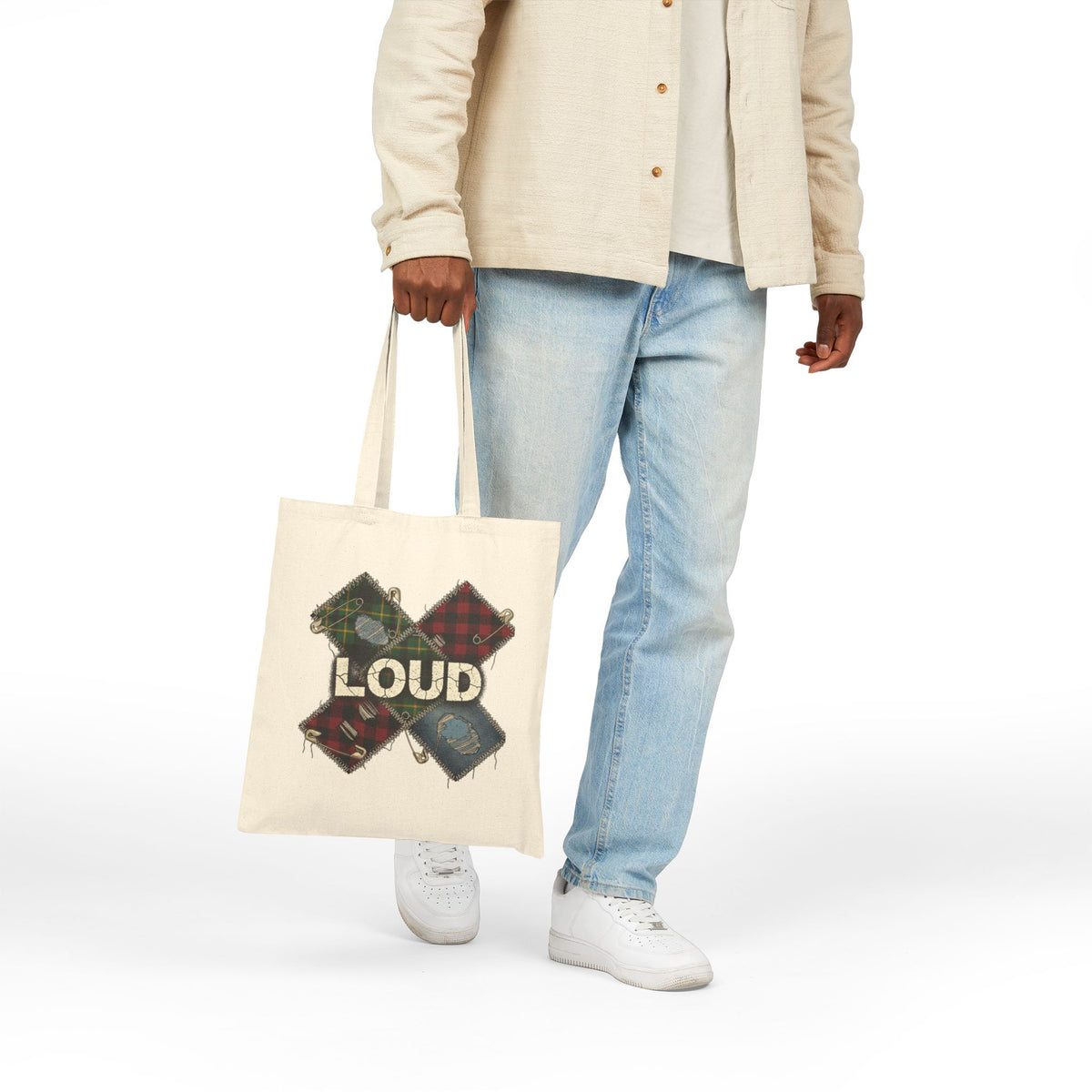 Loud Plaid Patchwork Tote | grunge revival, flannel aesthetic