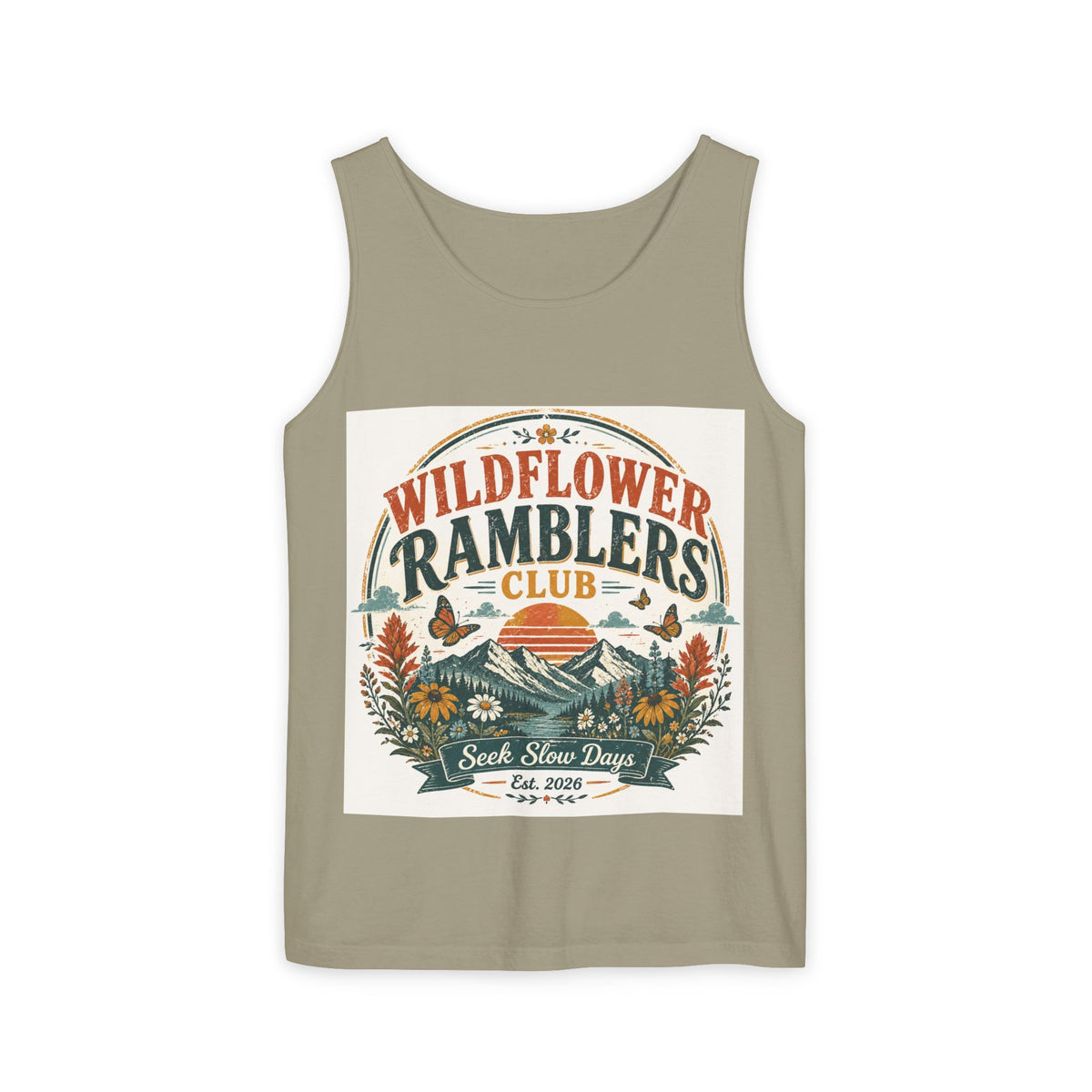 Wildflower Ramblers Club Tank Top — Vintage Nature Hiking Graphic