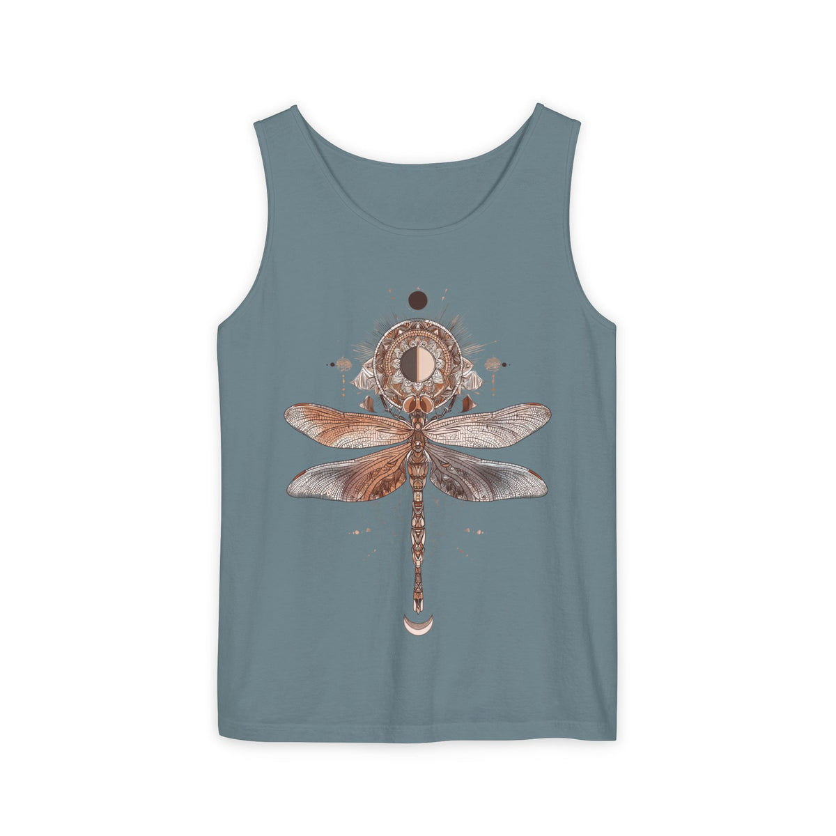 Dragonfly Moon Tank Top — Boho Nature Graphic Tank