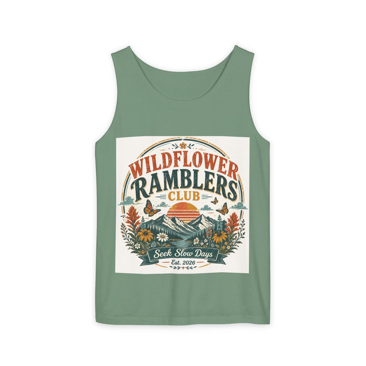 Wildflower Ramblers Club Tank Top — Vintage Nature Hiking Graphic