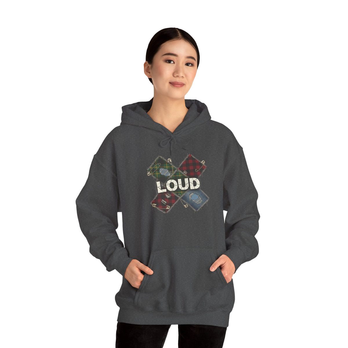 Loud Plaid Patchwork Hoodie | Grunge Revival, 90s Flannel Aesthetic