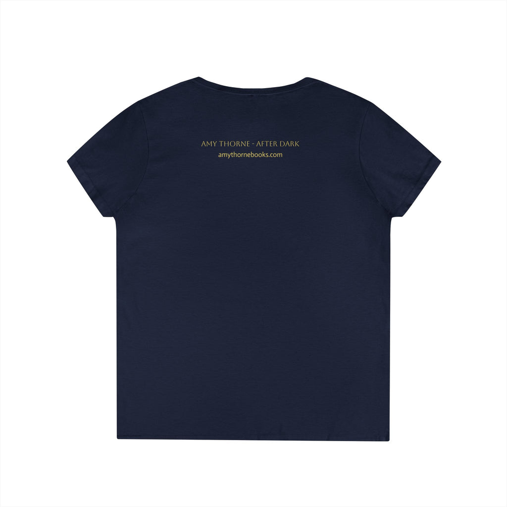 V-Neck T-Shirt — "Where Powerful Men Lose Control" Gold Script