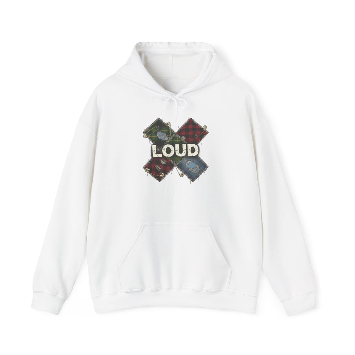 Loud Plaid Patchwork Hoodie | Grunge Revival, 90s Flannel Aesthetic