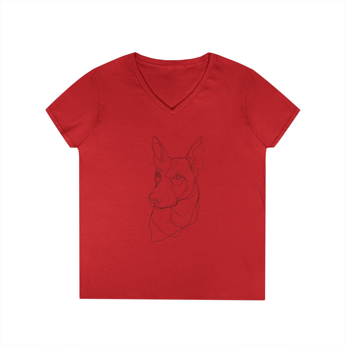 Dog Line Art V-Neck Tee