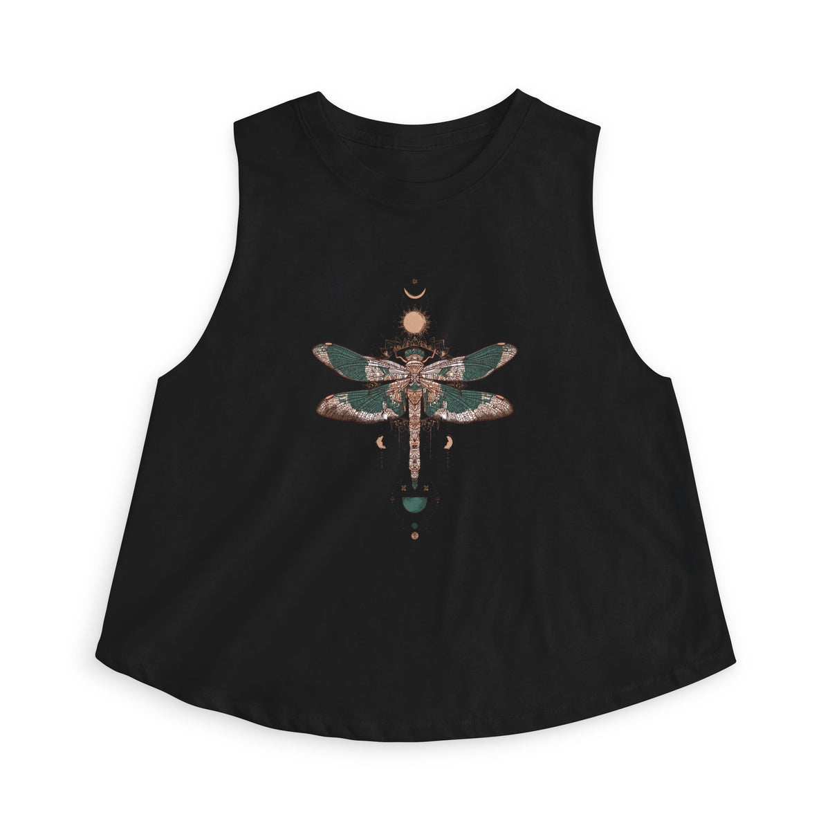 Dragonfly Crop Top — Boho Celestial Graphic Women's Tank
