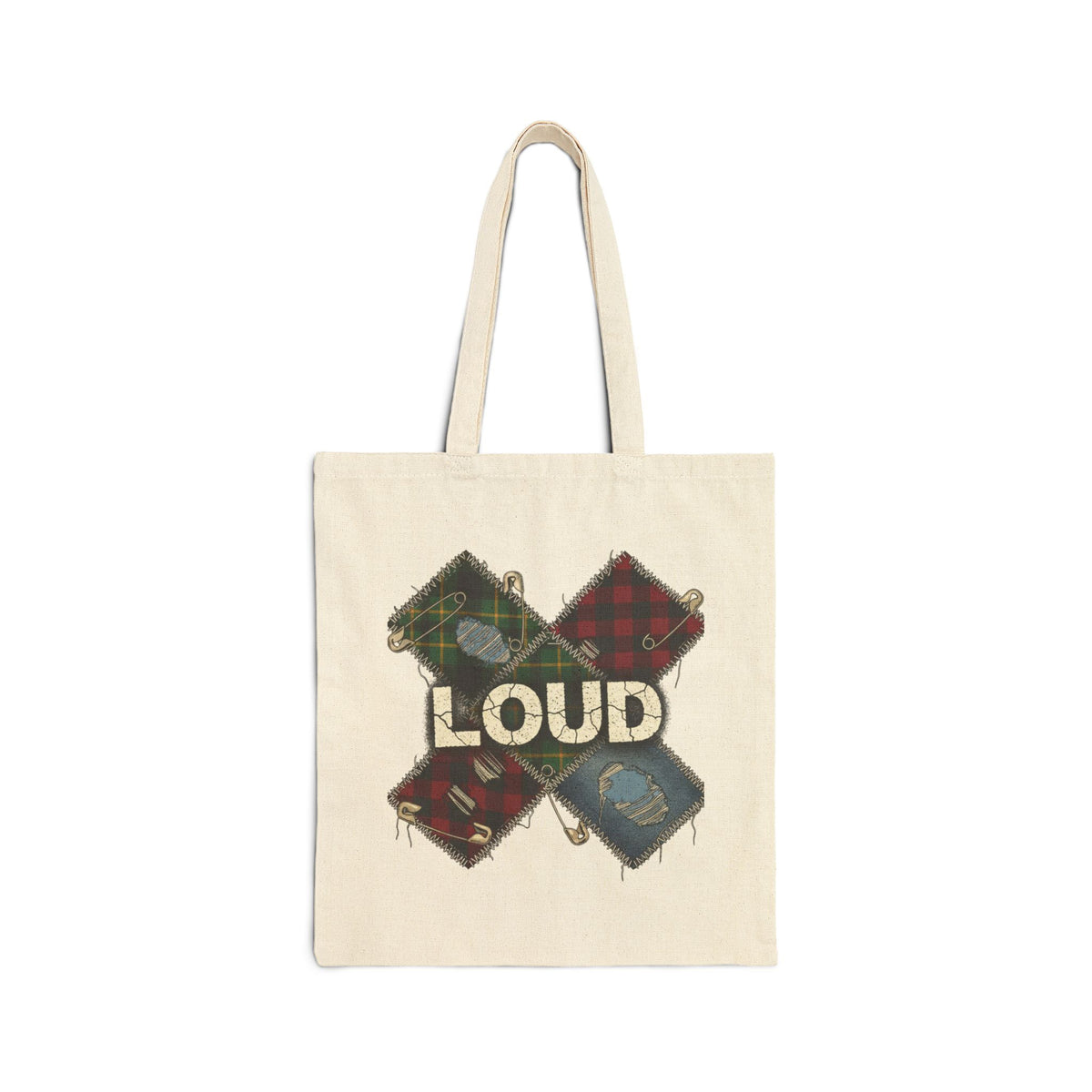 Loud Plaid Patchwork Tote | grunge revival, flannel aesthetic
