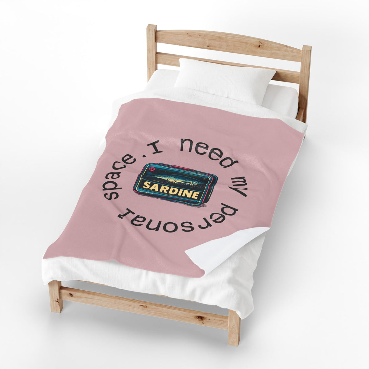 I Need My Personal Space Sardine Plush Blanket — Soft Velveteen Throw for Introverts & Quirky Gifts